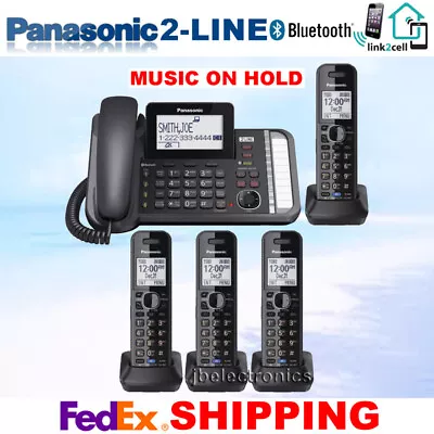 Panasonic Kx-tg9582b 2-line Link2cell - 1 Corded Phone + 4 Cordless Handsets • $394.95