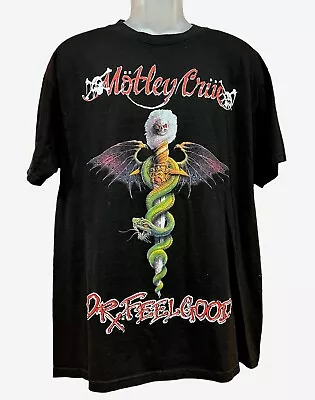 Vintage Motley Crue Dr Feelgood  T-Shirt Heavy Metal Band Size L 2007 Black • $74.99