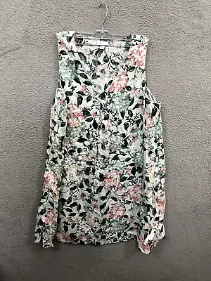 J Jill Tank Dress Women Extra Large Petite Multicolor Floral Love Linen Midi • $24.88