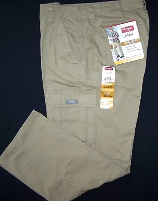 Men's Wrangler Cargo Pants W/ Stretch Relaxed Fit Beige Tan Khaki CHOOSE SIZES • $28.99