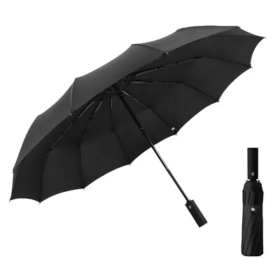 $27.99 • Buy 12 Rib Strong Automatic Open Umbrella Close Travel Windproof Compact Folding New