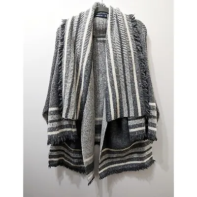 ZARA Fringed Jacquard Cape Cardigan Jacket Size S • $99.99