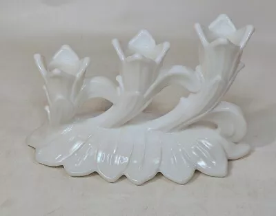 Milk Glass Triple Candle Holder Westmoreland Floral • $11.99