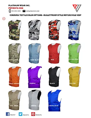 Bulletproof Style Cordura Textile Motorcycle Vest - 17 Color Options • $47.99