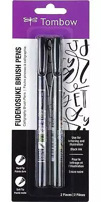 $33.78 • Buy Tombow Fudenosuke Brush Pen 2 Pens Set Create Extra-fine Soft Tip And Hard Tip 