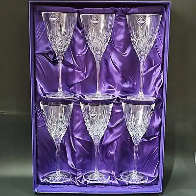 Edinburgh Crystal Large Wine Glasses.Set Of 6. Tay Pattern. 250ml • £149.99