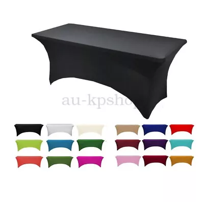 2024 NEW 4/6/8ft Stretch Tablecloths Spandex Table Cover Wedding Banquet Party • $35.93