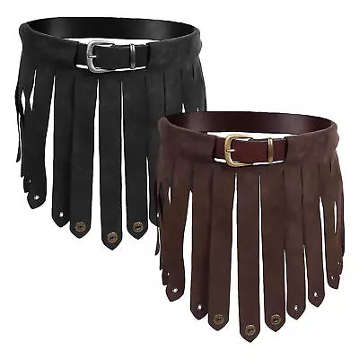 Medieval Viking PU Leather Belt Skirt Knight Costume Medieval Tassels Skirt • £20.59