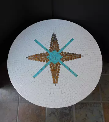 Mid Century Mosaic Tile Round Lazy Susan Coffee Table Interstate Tile & Marble • $800