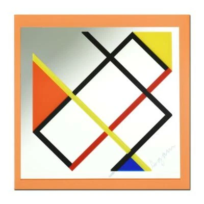 Yaacov Agam  Homage To Mondrian (Orange Border)  Hand Signed Mirror Kinetic  • $2985