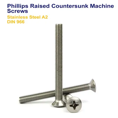 PHILLIPS RAISED COUNTERSUNK MACHINE SCREWS STAINLESS STEEL M3 - 3mm • £1.39