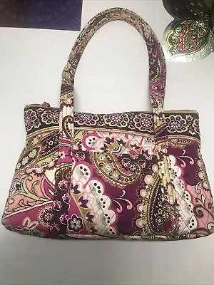 Vera Bradley Plum/Pink Paisley FloralBag 17 X 11 X 4 Zipper 7 Pockets • $12.70