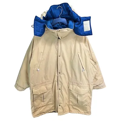 LL Bean Mens Maine Wardens Parka Coat Goretex Jacket XL Tan Hooded Vintage USA • $108.88