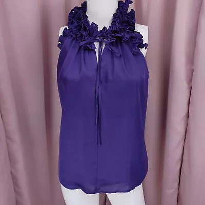 Violet & Claire Women's Purple Satin Sleeveless Ruffled Halter Blouse Top Medium • $20