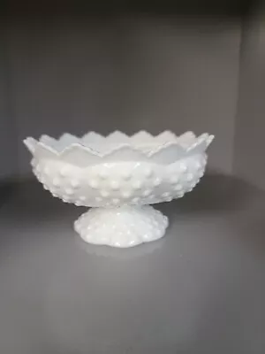 Fenton White Milk Glass Hobnail Candle Bowl Approx 6 ½” - 5 Candle Centerpiece • $12.50