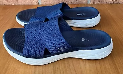 Skechers Women's Sz 8  OTG 600 Adore Slide Sandals Navy  Sparkle #140169  EUR 38 • $19