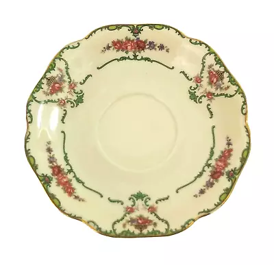 Haas & Czjzek Schlaggenwald China Saucer Ivory Floral Gold Trim 6  CHIPPED Czech • $4.25