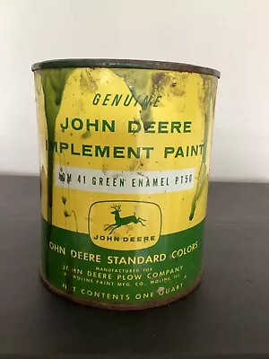Vintage John Deere Implement Oil Paint Tin JD Tractor Quart Can 4 Legged Logo • $70