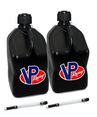 VP Fuel 2 Pack Black 5 Gallon Fuel Can / Water Jug Diesel Race Gas + 2 Pack Hose • $73.99