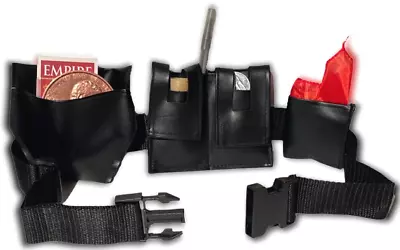 MAGICIAN’S UTILITY BELT Hold Magic Trick Props Gimmicks Black 4 Pocket Holder   • $19.89