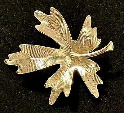 Maple Leaf Brooch/Pin Gold Toned 2” X 2” • $20