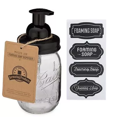 Mason Jar Foaming Soap Dispenser - Black - With 16 Ounce Ball Mason Jar - One... • $22.13