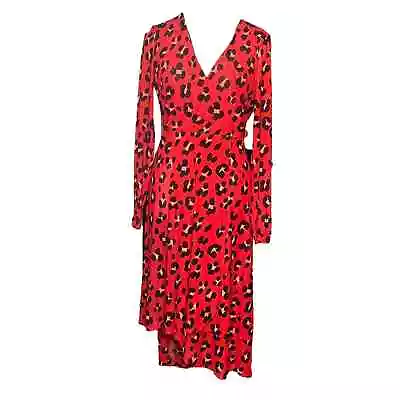 Cabi Siren Red Authentic True Wrap Dress XS 5771 Leopard Animal Print Sheath • $50