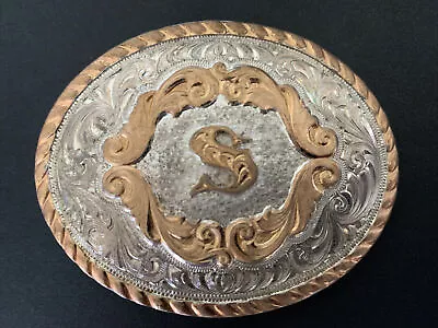 Letter S Initial Custom Silver Plated Belt Buckle By Montana Silversmiths • $39