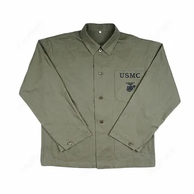 WW2 WWII US GREEN USMC HBT Army Field Coat Jacket Marked US Collection Size XXL • $46.73