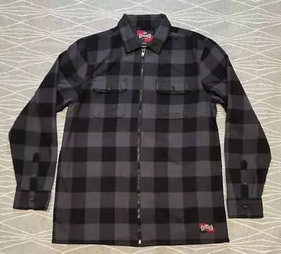 Vans X Independent Zip Flannel Shirt Jacket Asphalt Mens Size Medium NWT AH • $50