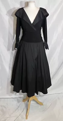 JOESPH RIBKOFF BLACK 50s STYLE SWING COCKTAIL EVENING DRESS UK 16 • £60