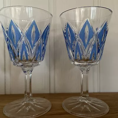 Vintage Reims Harlequin Cut Wine Glasses 13cm • $56