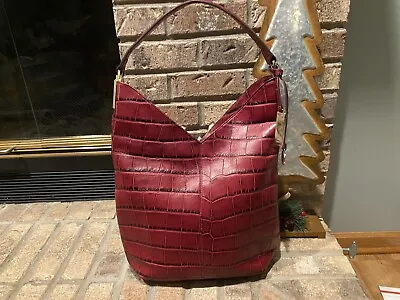 G.I.L.I. Leather North/South Hobo GARNET CROCO RTL$214 • $55