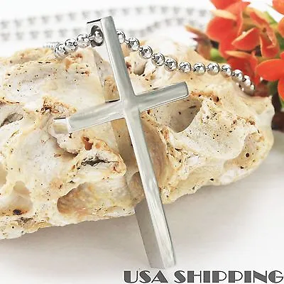 316 Titanium Surgical Polished Stainless Steel Crucifix Cross Mens Necklace • $7.99