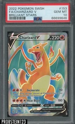 $0.99 • Buy 2022 Pokemon SWSH Brilliant Stars #153 FA Charizard V PSA 10 GEM MINT