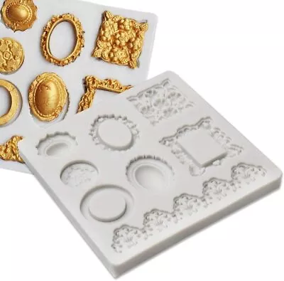 £2.99 • Buy Baroque Frame Silicone Fondant Mold Cake Chocolate Topper Baking Icing DIY Mould