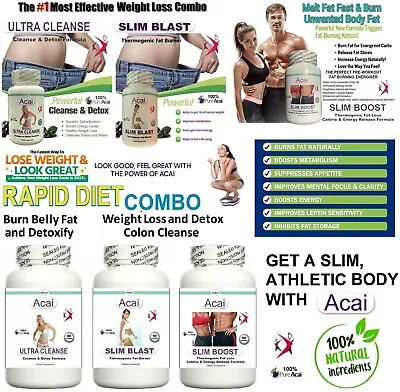 T5 T6 Acai Fat Burner + Detox Cleanse Weight Loss Slimming Diet Pills Energy Aid • £39.95