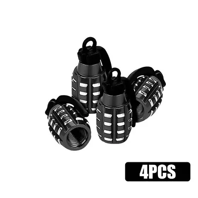 4PC Tire Wheel Valve Stem Caps Set Black Metal Grenade Bomb Air Dust Cover Caps • $6.37