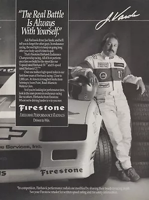 1988 Firestone Firehawk Tires - Chevy Race Car Driver Joe Varde - Print Ad Photo • $9.79