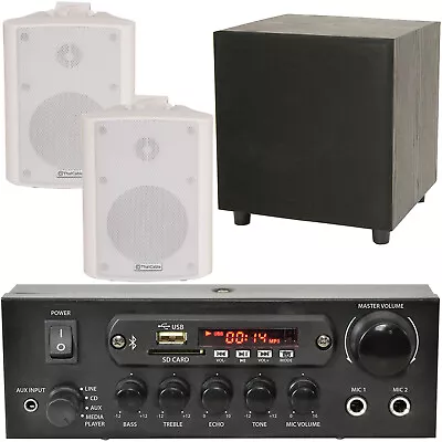 £286.99 • Buy PREMIUM TV Sound System White Wall Speakers 200W Subwoofer & Bluetooth Amp Kit
