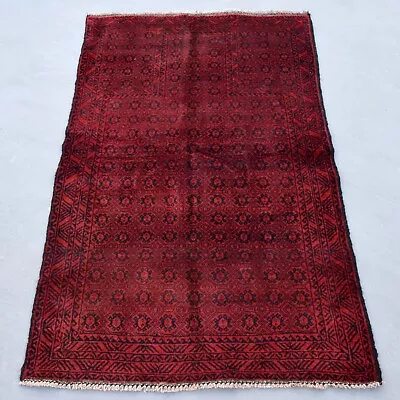 5x3 Vintage Hand Knotted Prayer Rug Handmade Red Antique Baluchi Woolen Afghan • $269