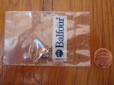 1984 Beta Sigma Phi BALFOUR CHARM Vtg Heart Silver Garnet Bracelet Sorority NEW • $19.99