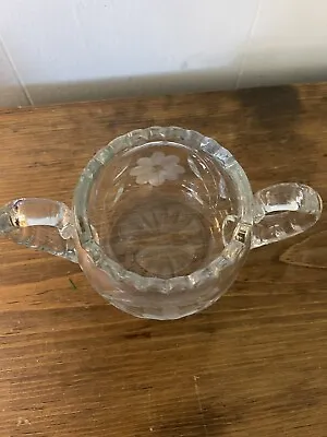 Vintage Heavy Cut Glass Floral Sugar Bowl • $11.44