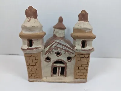 Mexican Pottery Folk Art Clay Mission Style Church Handmade 5.5  Tall VTG • $24.99