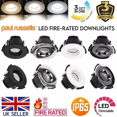 LED Fire Rated Downlight CCT Recessed Dimmable Ceiling Spotlights IP65 Downlight • £7.99