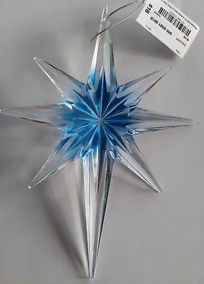 Large Acrylic Plastic Clear Blue Starburst Christmas Ornament 8.5  • $15.99