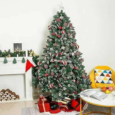 CLEARANCE 9FT/270CM Christmas Tree Pinecone Decorated Frost Snowy Bushy Hinged • $224.99