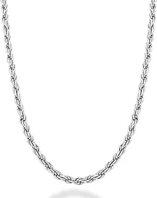 REAL Classic 925 Sterling Silver Rope Chain Necklace SOLID SILVER Jewelry Italy • $9.99