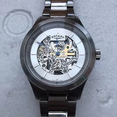 £40 • Buy Rotary Mens Automatic Skeleton Watch Gb00157/06 Stainless Steel Genuine