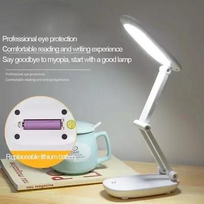 Touch LED Reading Desk Lamp Bedside Table Study Rechargeable Night Light Fold • $22.99
